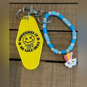 Yellow and Blue Kids Keychain Set